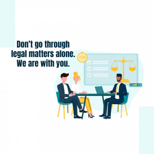 Illustration of a legal team meeting with clients, emphasizing support during legal processes.