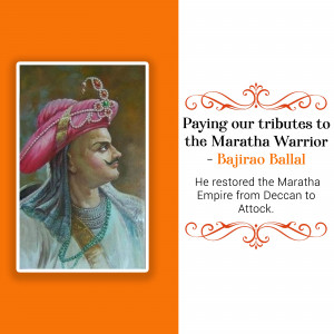 Portrait of Bajirao Ballal with tribute text