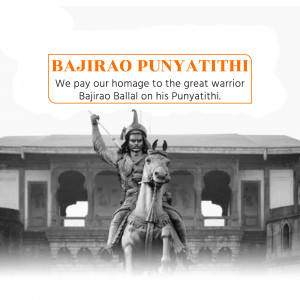 Statue of Bajirao Ballal riding a horse in front of a fort.