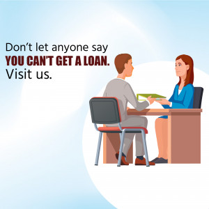 Illustration of a man receiving money from a loan officer.