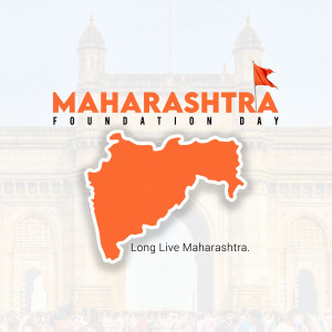 Maharashtra Foundation Day celebration with state map and flag