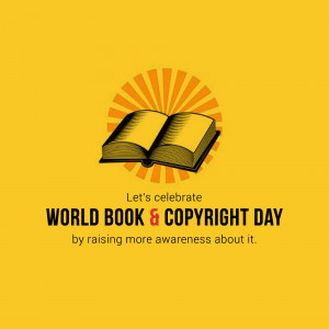 Image celebrating World Book & Copyright Day with an open book and sunburst.