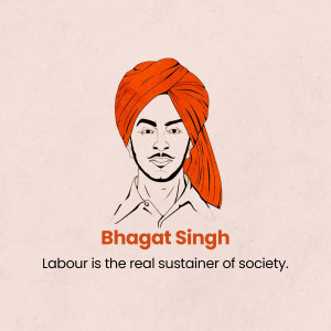 Illustration of Bhagat Singh with a quote