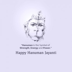 Hanuman Jayanti greeting with a sketch of Hanuman