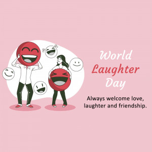 Illustration depicting people celebrating World Laughter Day with smiling faces and red heads.
