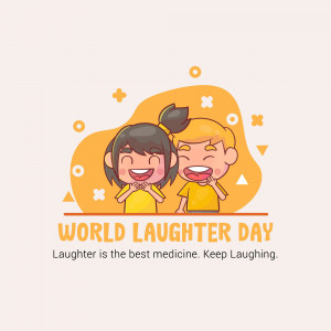 Illustration of two children laughing with text 'World Laughter Day'