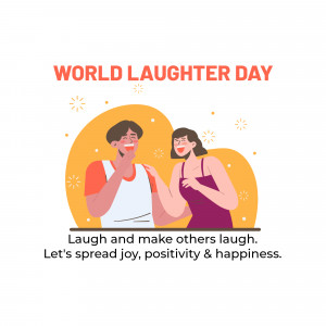 Illustration of a couple laughing with text 'World Laughter Day'