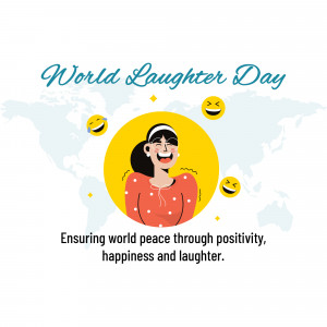 Illustration for World Laughter Day featuring a smiling woman and global map.