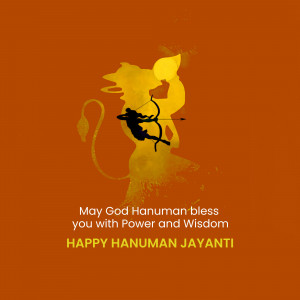 Hanuman Jayanti greeting with silhouette of Hanuman and Rama