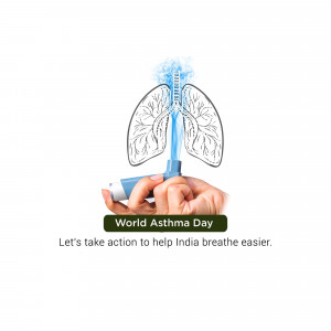 Illustration of lungs with an inhaler and World Asthma Day message