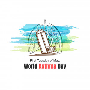 Illustration of lungs with an inhaler, promoting World Asthma Day