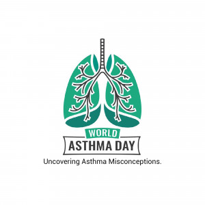 Illustration of lungs with 'World Asthma Day' text