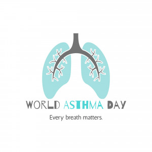 Illustration of lungs with text 'World Asthma Day - Every breath matters.'