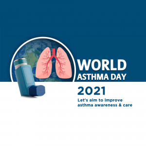 World Asthma Day illustration with lungs and inhaler