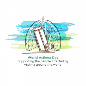 Illustration of lungs with an inhaler, promoting World Asthma Day.