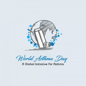 Illustration for World Asthma Day featuring an inhaler and a globe