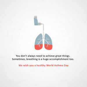 Illustration of lungs with an inhaler, promoting World Asthma Day.