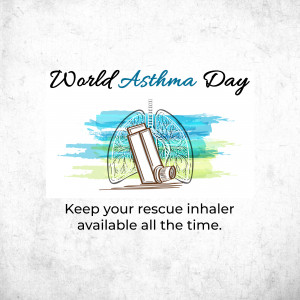 World Asthma Day graphic with lungs and inhaler