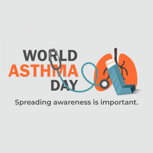 World Asthma Day illustration with lungs and inhaler