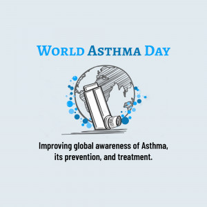 World Asthma Day graphic with an inhaler and globe