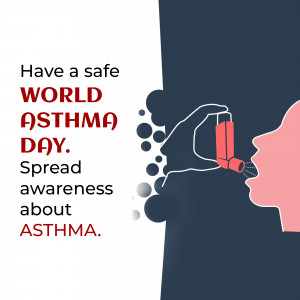 Illustration of a hand holding an inhaler with a silhouette of a person's face, promoting World Asthma Day.