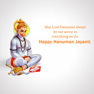 Image of Lord Hanuman with a festive greeting for Hanuman Jayanti