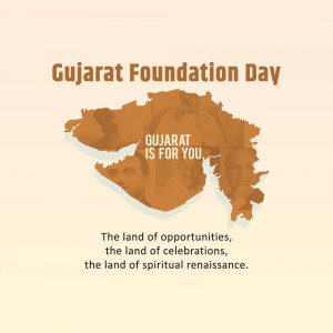 Gujarat Foundation Day graphic with map and text