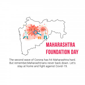 Illustration depicting Maharashtra state map with Covid-19 awareness message.