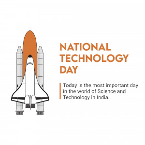 Illustration of a space shuttle with text celebrating National Technology Day in India.