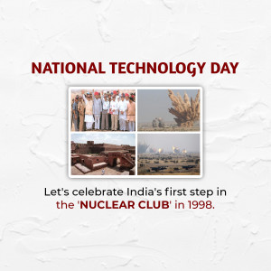 National Technology Day celebration with images of India's nuclear tests in 1998.