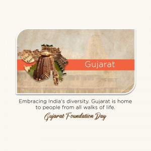 Gujarat Foundation Day image with map and text