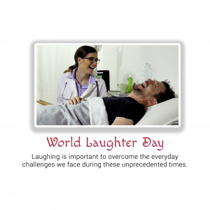 A doctor smiles with a patient lying in a hospital bed, celebrating World Laughter Day.