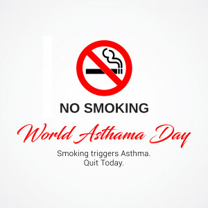 No smoking sign with text for World Asthma Day