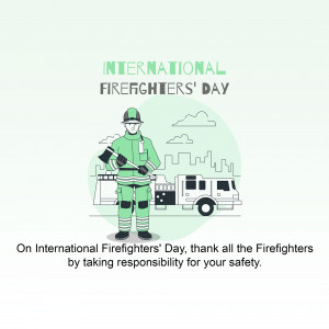 Illustration of a firefighter with a fire truck in the background, celebrating International Firefighters' Day.