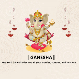 Digital illustration of Lord Ganesha with decorative elements