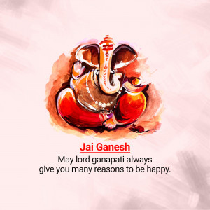 Watercolor painting of Lord Ganesha with text 'Jai Ganesh'