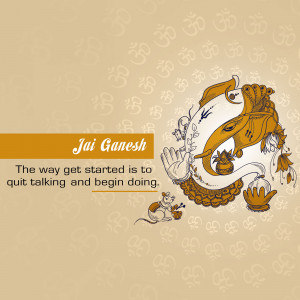 Illustration of Lord Ganesha with a motivational quote.