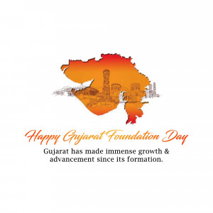 Gujarat Foundation Day celebration image with map and landmarks