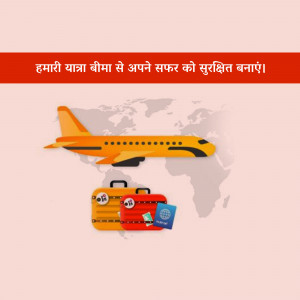 Image depicting travel insurance with an airplane, luggage, and passport.