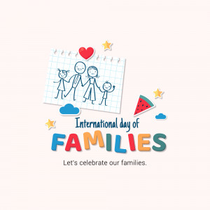 Illustration of a family drawing with the text 'International Day of Families'