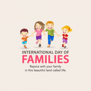 Illustration of a family holding hands with text 'International Day of Families'