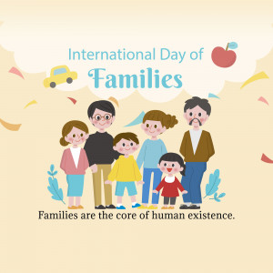 Illustration of a family with text celebrating International Day of Families