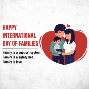 Illustration of a family with a heart shape, celebrating International Day of Families.