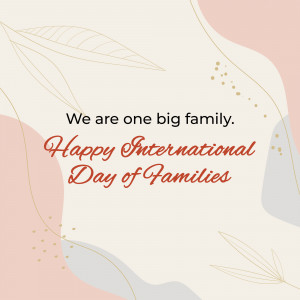 International Day of Families greeting card with abstract floral design and text.