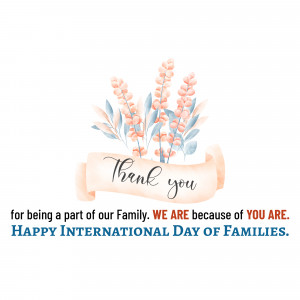 Watercolor floral arrangement with 'Thank You' message for International Day of Families