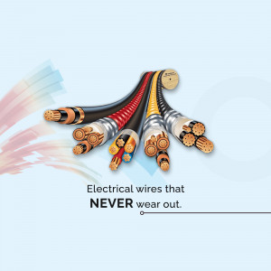 A collection of colorful electrical wires with the text 'Electrical wires that NEVER wear out.'