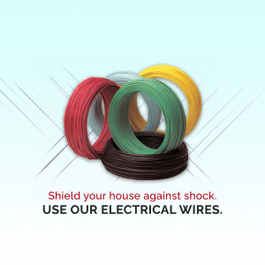 Colorful electrical wires stacked together with text promoting home electrical safety.