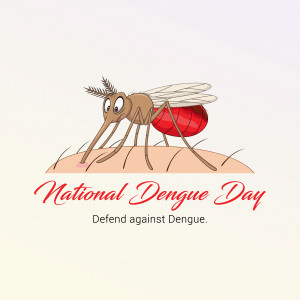 Illustration of a mosquito with text 'National Dengue Day - Defend against Dengue'