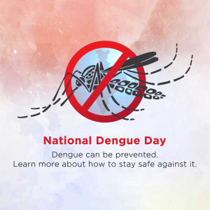 National Dengue Day poster with a mosquito in a no symbol