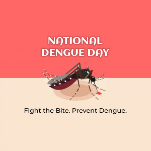 Illustration of a mosquito with text 'National Dengue Day. Fight the Bite. Prevent Dengue.'
